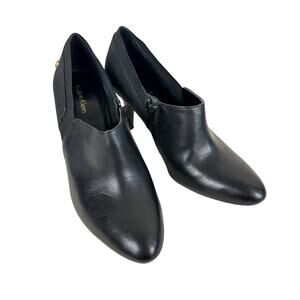 Calvin Klein Jeanine Black Leather Stiletto Ankle Booties High Heels Size 7.5